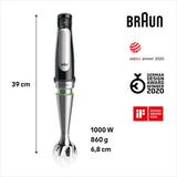 Braun Minipimer 7 MQ7087X - Batidora de Mano de 1000W, Minipicadora de 350ml, Pasapuré, Varillas, Procesador de Alimentos con 3 Funciones, Vaso de 600ml, Velocidad Automática, Tecnología ActiveBlade