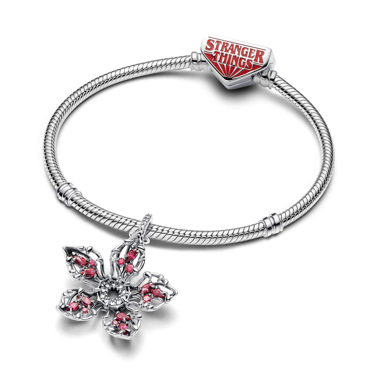 PANDORA Stranger Things Demogorgon 793567C01 - Colgante grande de plata de ley con circonitas, compatible con pulseras Moments, Rot, Plata de ley, Circonita cúbica