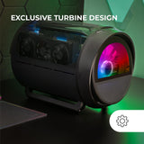 Mars Gaming MC- Cylon, Caja Gaming MicroATX, Diseño Cilíndrico de Turbina, Panel Cristal Templado y Ventana Superior Curvada Panorámica, Ventilador Frontal RGB 200mm + Ventilador Trasero 120mm, Negro