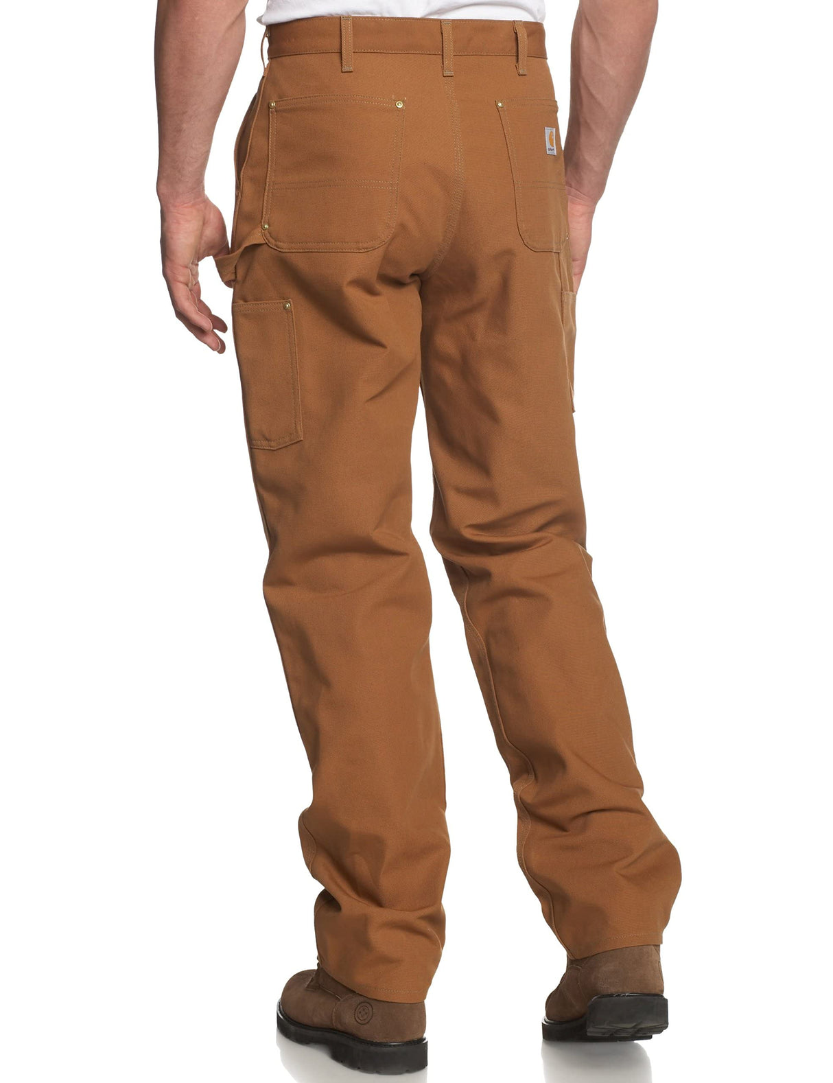 Carhartt Pantalón de trabajo utilitario en lona de algodón resistente con parte frontal doble, Loose Fit Para Hombre, Carhartt Brown, W36/L32
