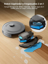 LEFANT M2S Robot Aspirador y Fregasuelos con Detección de Obstáculos 190° PSD, Navegación dToF, 240min, 10000Pa de Succión, Limpieza Personalizada, Detección de Alfombras, Mapeo Multiplanta, Gris
