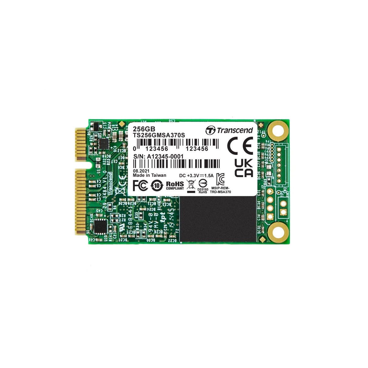 Transcend 256GB MSA370S SATA III 6 GB/s mSATA Disco de Estado Sólido Interno MLC NAND TS256GMSA370S