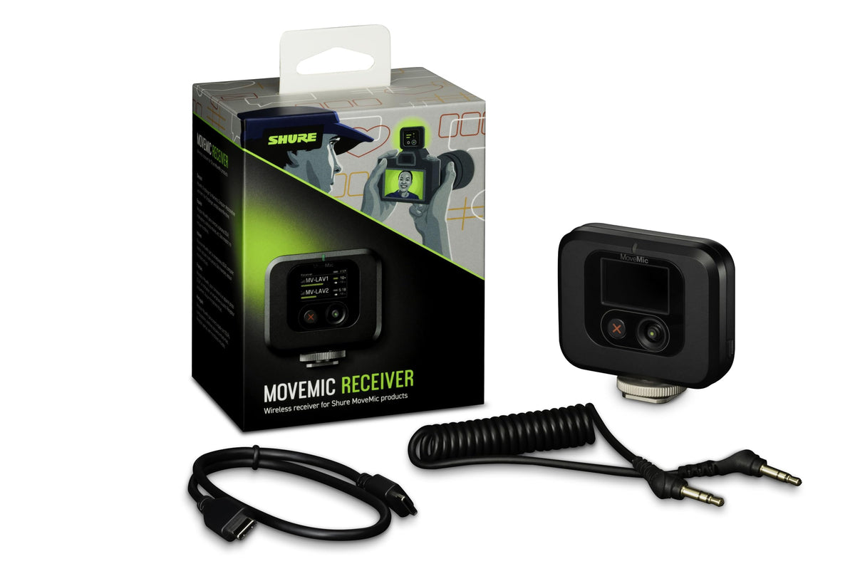 Shure MoveMic Receiver - Receptor de cámara montable para zapatas fría para micrófonos MoveMic Lavalier, compatible con la mayoría de las cámaras DSLR y computadoras (MV-R-Z6)