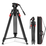 NEEWER Trípode para cámara de Video de 76 Pulgadas con Cabezal Fluido, liberación rápida de un Paso con amortiguación Ajustable, Soporte de trípode de Aluminio Resistente, Placa QR de Modo Dual para