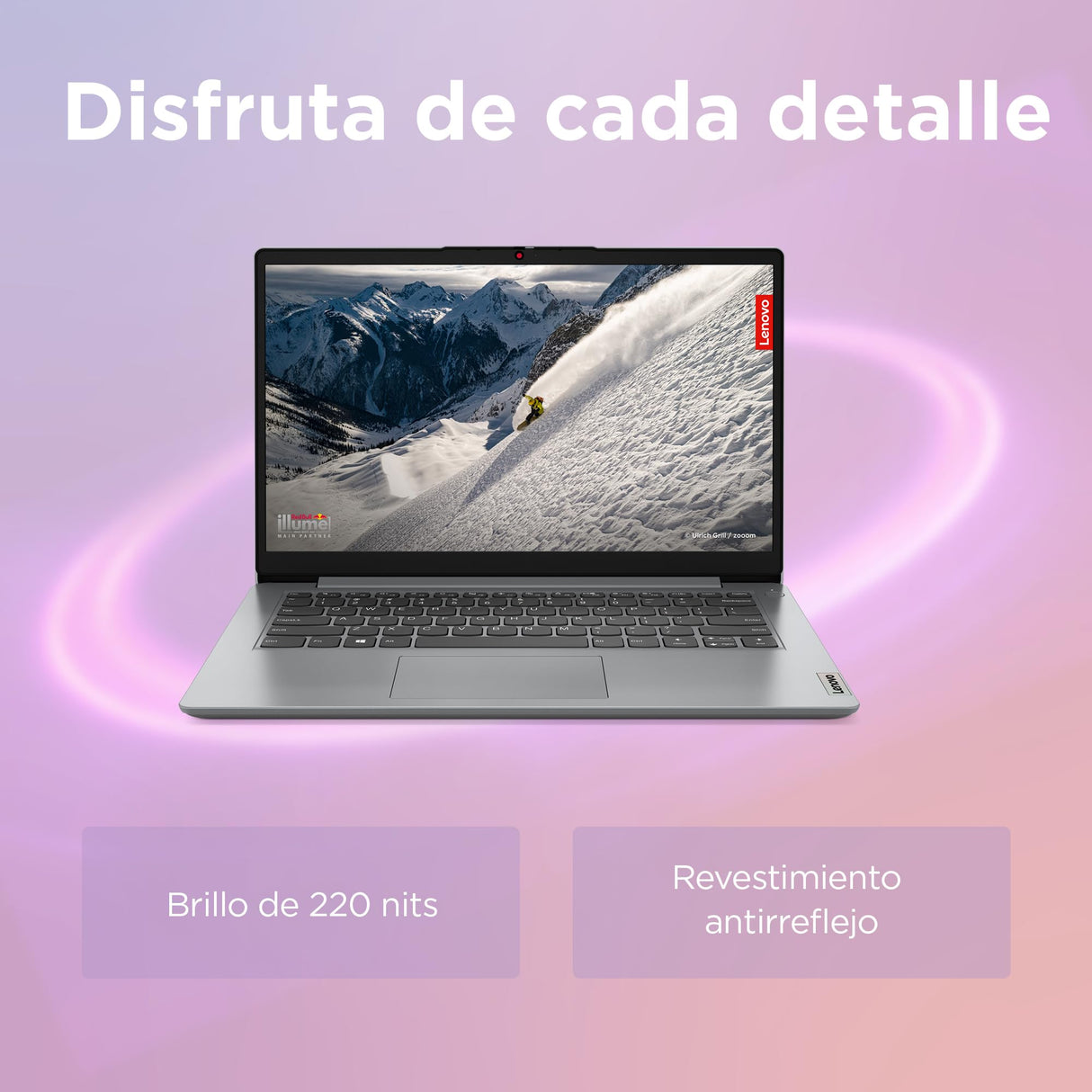 Lenovo IdeaPad 1 Gen 7 - Ordenador Portátil 15.6" FHD (AMD Ryzen 5 7520U, 16 GB RAM, 512 GB SSD, AMD Radeon 610M Graphics, Wi-Fi 6, Windows 11 Home) Teclado QWERTY Español - Gris Nube