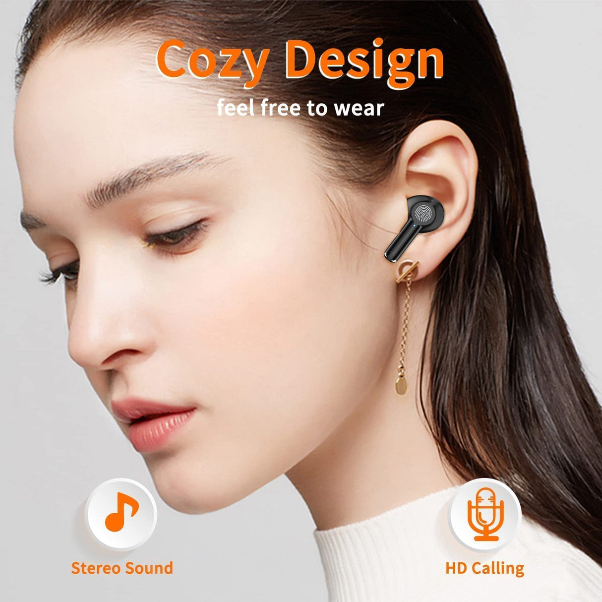 ASDRTB Auriculares inalámbricos Auriculares Auriculares de reducción de Ruido estéreo de Alta fidelidad, con micrófono, Tiempo de reproducción 48h, Pantalla LED Doble, Carrera Impermeable ip7