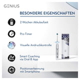 Oral-B Genius 8500n - Cepillo de dientes eléctrico, recargable, con 1 mango conectado por Bluetooth, detector de posición, plateado, 1 cabezal y 1 funda de viaje