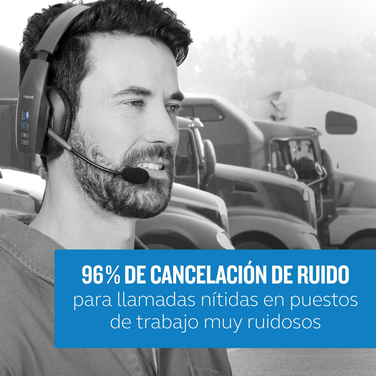 Jabra BlueParrott Nuevo B450-XT – Auricular Bluetooth Monoaural Over-Ear – Cancelación de Ruido al 96% – Control de Voz para Viajes en Carretera y Entornos de Alto Ruido – Negro