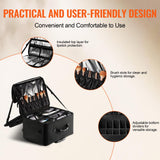 VEVOR Estuche de Maquillaje con Ruedas 3 Niveles, Maleta de Almacenamiento de Transporte con Asas Correa, Caja Bolsa de Maquillaje Oxford Impermeable Negro