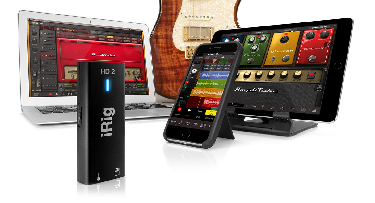 IK Multimedia iRig HD 2 - Interfaz audio, Sonido Profesional de 96kHz, funciones listas para escenario, rockea en todas partes con tu iPhone, iPad o Mac/PC - Negro