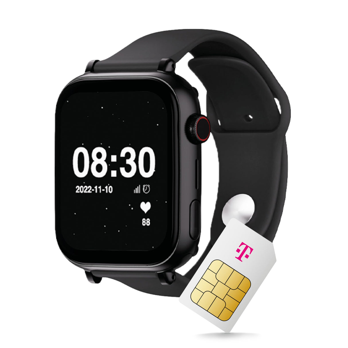 Deutsche Telekom SaveFamily SaveWatch Plus 4G Reloj Inteligente Infantil Llamada Vídeo Face ID Bandas Personalizables UltraSlim Fondos de Pantalla Música Bluetooth App Store (Ocean), Negro, Schwarz,