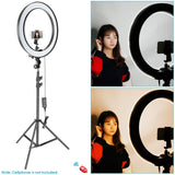 NEEWER 18"/45cm Aro de Luz LED W/Soporte, Soporte Teléfono, Zapata Fría, Filtros, 58W 5600K 0-100% Regulable Gran Anillo Luz Selfie para Cámara Live Stream Maquillaje Estudio Foto Video, RL-18