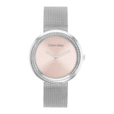 Calvin Klein Reloj Analógico de Cuarzo para Mujer Colección Twist con Correa de Malla de Acero Inoxidable Plateada - 25200149