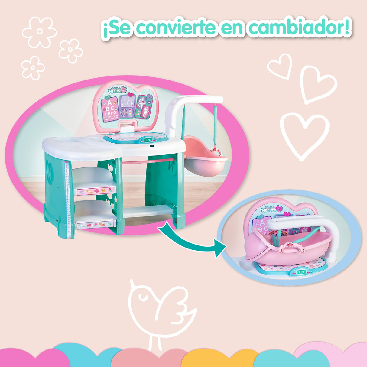 Nenuco Centro Médico, Muñeco Bebé de 35 cm y Cuerpo Duro, 20 Accesorios Realistas para Revisar al Bebé, Revisión de Vista, Área de Cuidados Intensivos y Mucho más, +3 Años, Famosa (NFNA1000)