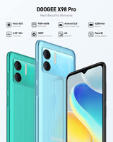 DOOGEE Teléfono Móvil Libre Android 12 X98 Pro, Smartphone con 9GB + 128 GB, 6.52" HD Sony Cámara 12+2MP+8MP Front, Helio G25 / Octa Core, Batería 4200 mAh Carga Rápida 10W OTG