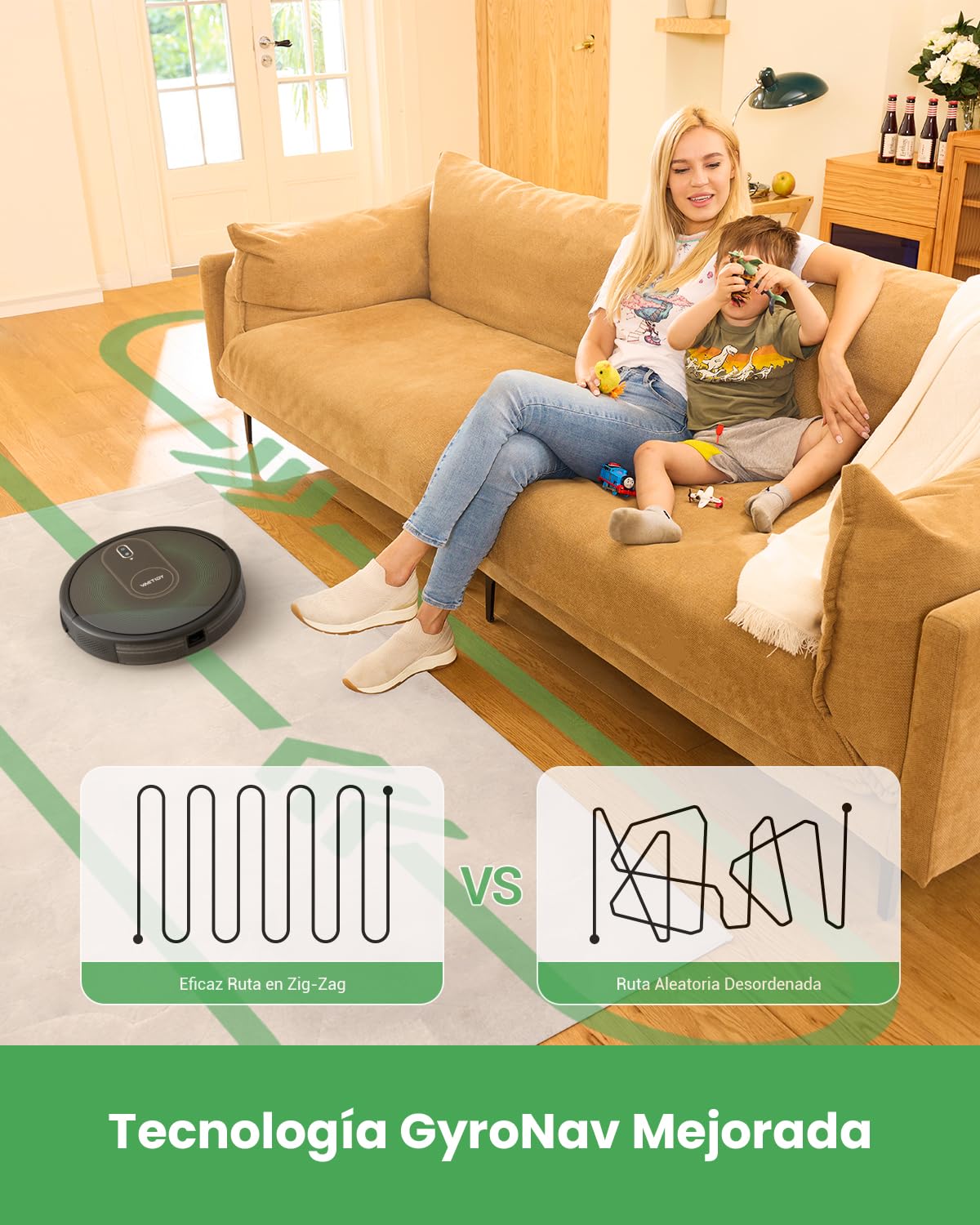 Vactidy Robot Aspirador, Nimble T8 Robot Aspirador y Fregasuelos con Potente Succión 2800Pa, Depósito 2 en 1, Aspira, Barre, Mopa, 100mins Autonomía, Control por App, Alexa/Google Home, para Mascotas