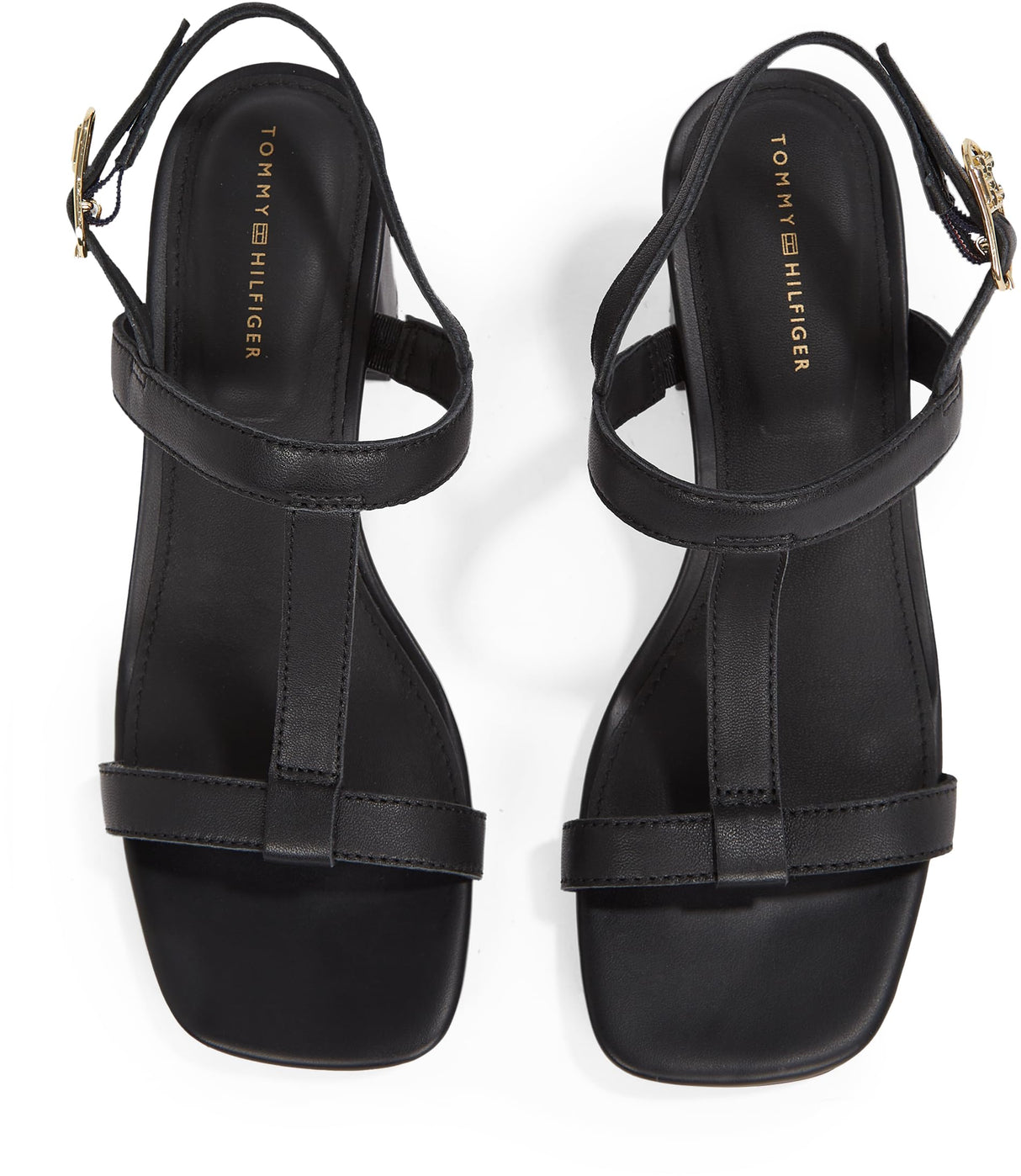 Tommy Hilfiger Sandalias Mujer Leather Block Heel con tacón, Negro (Black), 36