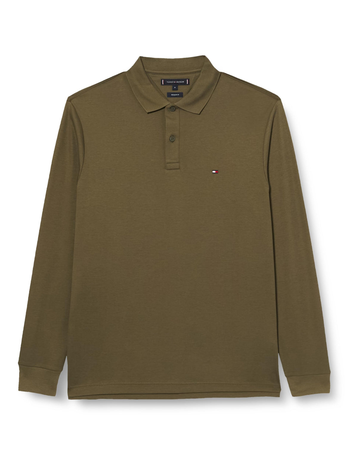 Tommy Hilfiger Polo de Manga Larga Hombre Liquid Cotton Regular Fit, Multicolor (Army Green), M