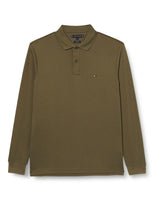 Tommy Hilfiger Polo de Manga Larga Hombre Liquid Cotton Regular Fit, Multicolor (Army Green), M