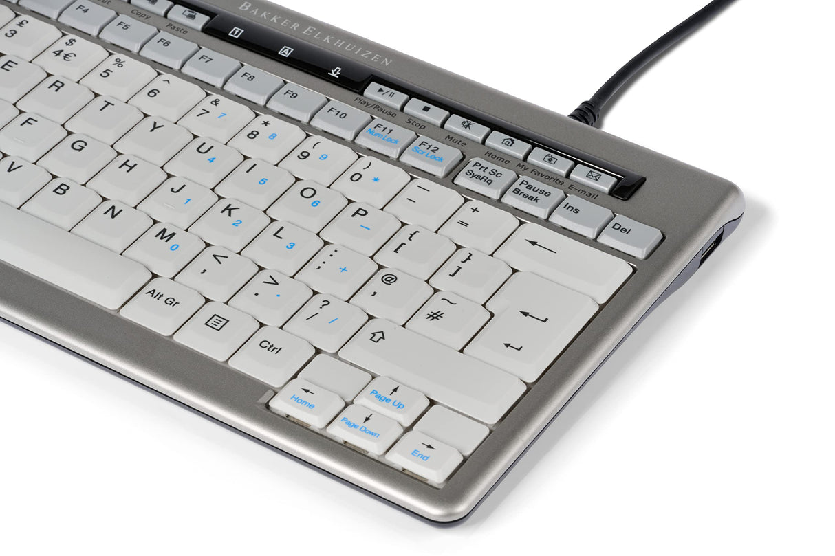Bakker Elkhuizen S-Board 840 Design Teclado inglés USB Plata y Blanco, Plata y Blanco