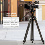 K&F CONCEPT Trípode de Video,184cm con 360° Cabezal Fluido, Trípode Profesional de Aluminio con Placa de Liberación Rápida para DSLR,Videocámara,Cámaras, Carga Máxima 8KG