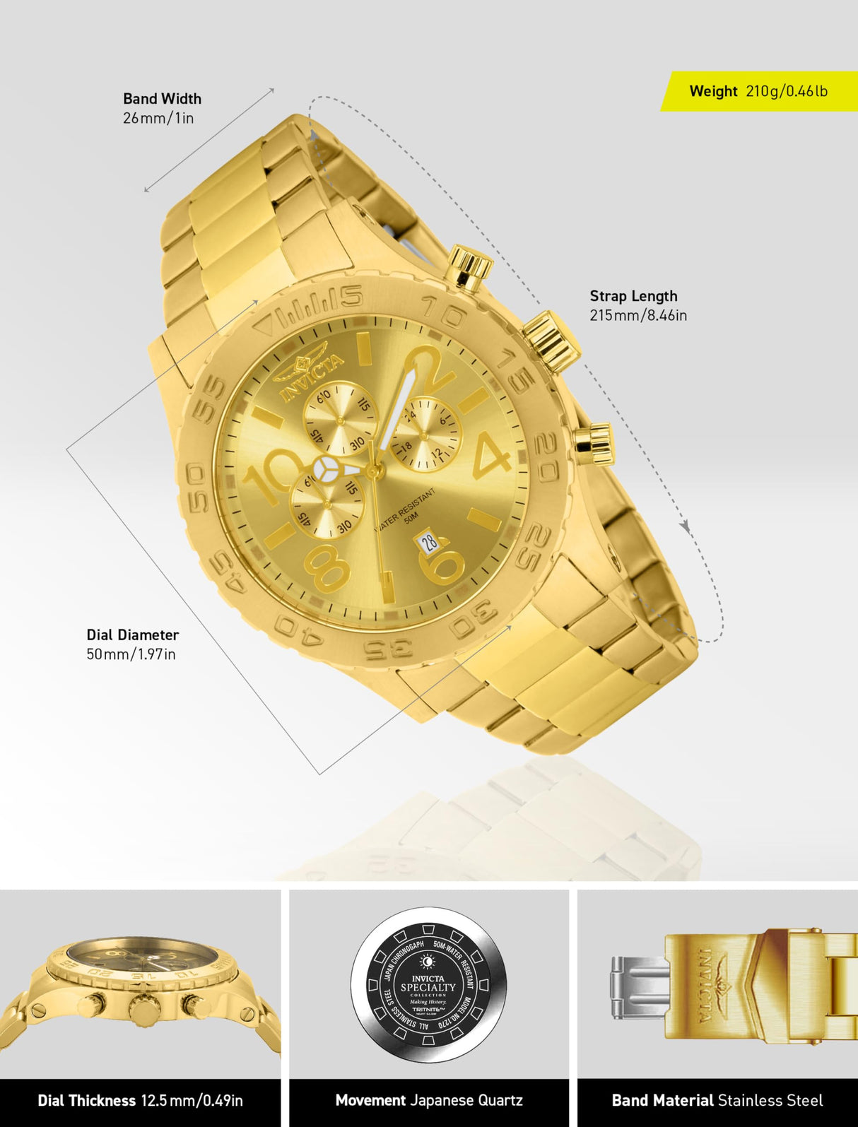 Invicta Specialty Reloj Cuarzo para Hombre de acero inoxidable - 50mm