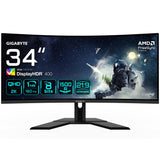 Gigabyte G34WQCP 34" Monitor Gaming Curvo WQHD - 3440 x 1440, VA, 180Hz, 1ms, 1500R, 350 CD/m², FreeSync Premium, DisplayHDR 400, HDMI 2.0, DisplayPort 1.4