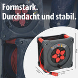 Brennenstuhl Profesional KA 3210 5 IP44 Carrete de cable para instalaciones de construcción (cable H07BQ-F 3G2,5 de 33 m en rojo, 5 enchufes, uso en obra y exterior permanente, fabricado en Alemania)