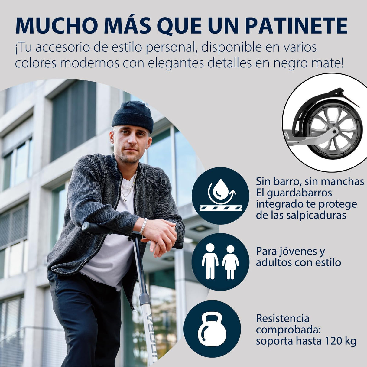 HUDORA Patinete BigWheel 230 Advanced – De Aluminio Resistente, hasta 120 kg – Patinete Urbano silencioso y Plegable con Soporte y Timbre – Kick Scooter para niños, Adolescentes y Adultos – Antracita