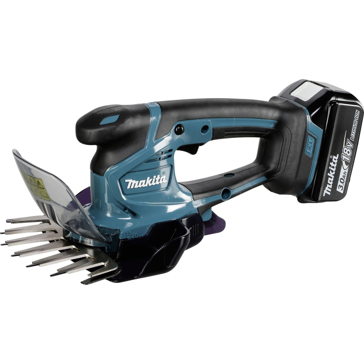 Makita DUM604RFX1 - Tijeras de césped (18 V, 3,0 Ah, 1 batería y Cargador, Incluye alargador de Mango con Rueda)