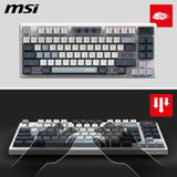 MSI Forge GK600 TKL Wireless Sky FR - Teclado AZERTY mecánico con interruptores lineales - Teclas PBT Impresas por sublimación, Base Antideslizante, LED RGB, USB 2.0, Bluetooth, 2.4 GHz - Tenkeyless