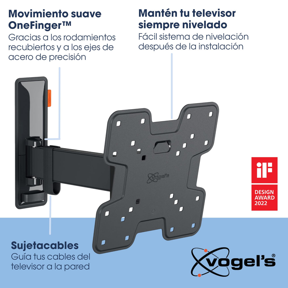 Vogel's TVM 3225 Soporte TV Giratorio para televisores de Entre 19 a 43 Pulgadas, Máx 15 kg, Gira hasta 120º, Inclinable hasta 20º, Soporte para TV máx. VESA 200x200, Compatibilidad Universal