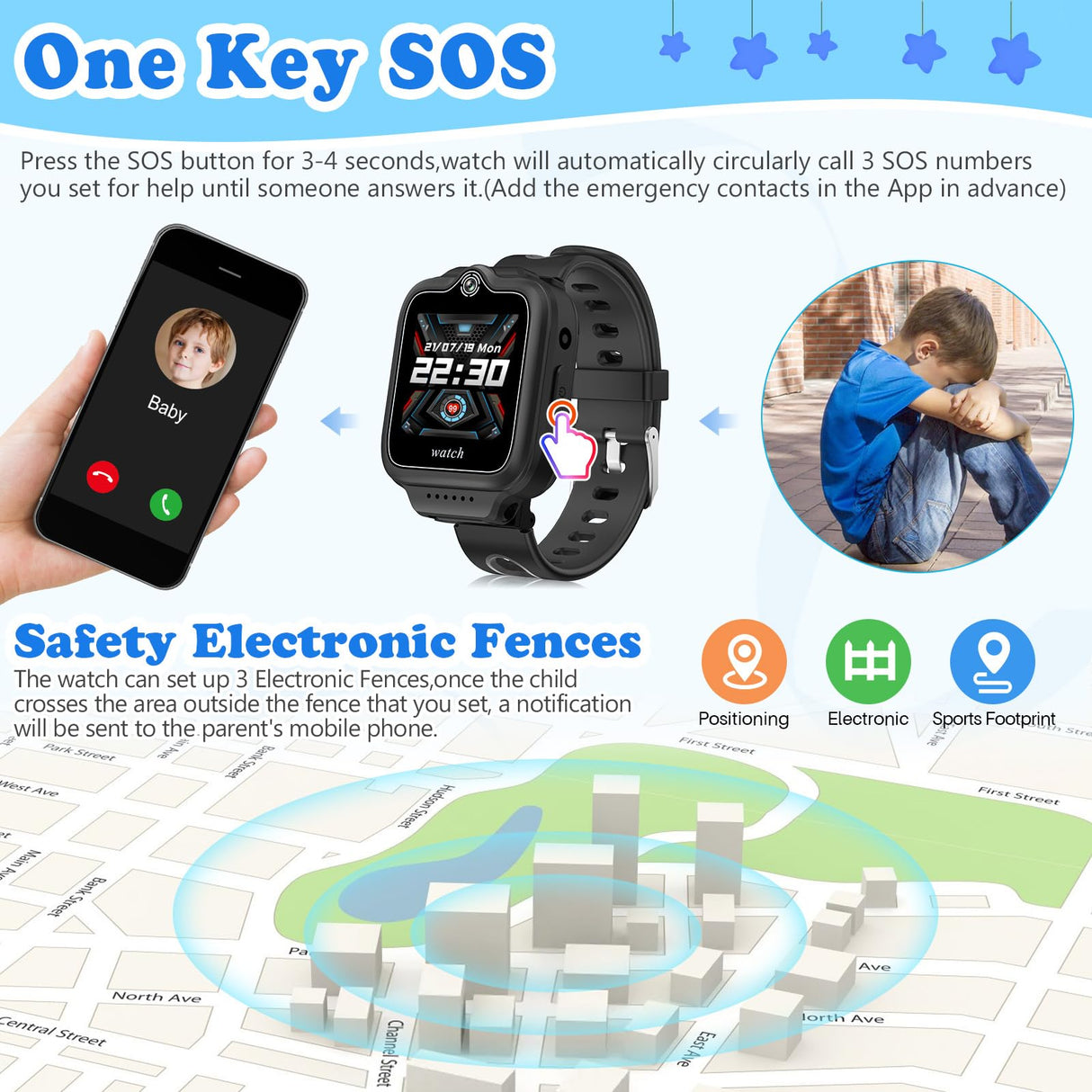 ele ELEOPTION 4G GPS Reloj Inteligente Impermeable para niños y niñas, Llamada bidireccional, Chat de Voz y vídeo, cámara, SOS, Reproductor de vídeo Musical, Alarma