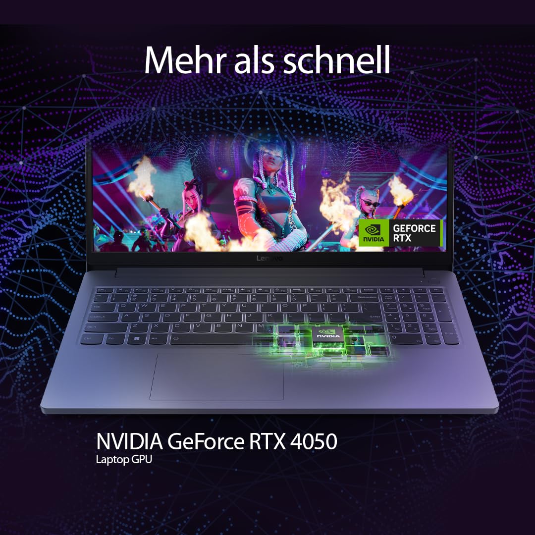 Lenovo LOQ Essential 15IAX9E Gaming AI Laptop | 15.6" FHD 144Hz Display | NVIDIA GeForce RTX 4050 | Intel Core i7-12650HX | 16GB RAM | 1TB SSD | Win11 | QWERTZ | Luna Gris | 3 Meses GamePass