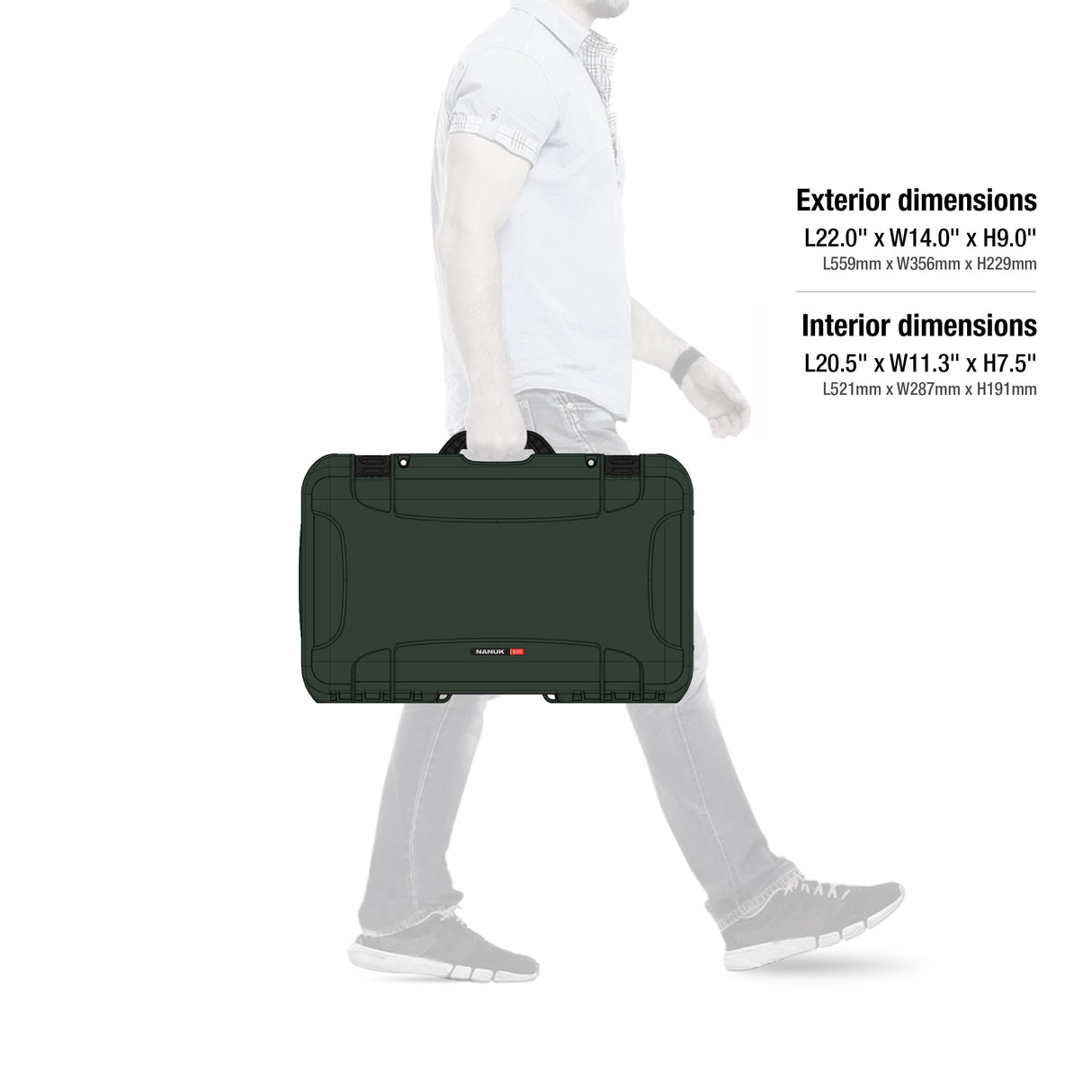 Nanuk 935 - Funda rígida Impermeable con Ruedas y Divisor Acolchado, Color Verde Oliva