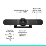 Logitech MeetUp, Sistema de Cámara para Conferencias, Webcam Ultra HD 4K/1080p/720p, 3 Micrófonos/Altavoces Personalizables, Amplio Campo Visual 120 grados, PC/Mac/Portátil/Macbook/Tablet Negro