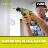 RYOBI - Martillo combinado SDS + 18V ONE+™ con 1 batería 18V - 2,5 Ah y Cargador 1,5A -R18SDS-125S