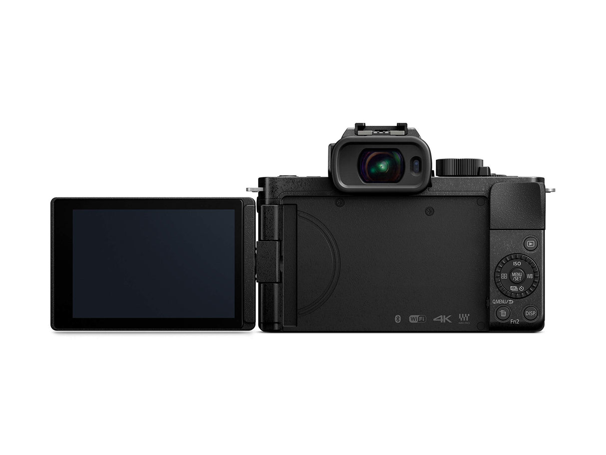Panasonic Cámara de sistema Lumix DC-G110VEG-K (20 MP, 4K, estabilizador de imagen, táctil de 7,5 cm, objetivo de 12-32 mm, empuñadura de trípode, negra)