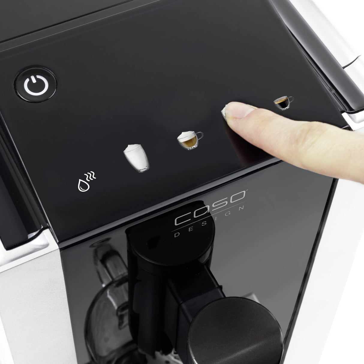 Caso Café Crema Touch - Cafetera automática, incluye manguera y depósito de leche, mecanismo de cono regulable sin niveles, listo para arrancar, todas las especialidades de café al tacto, color negro