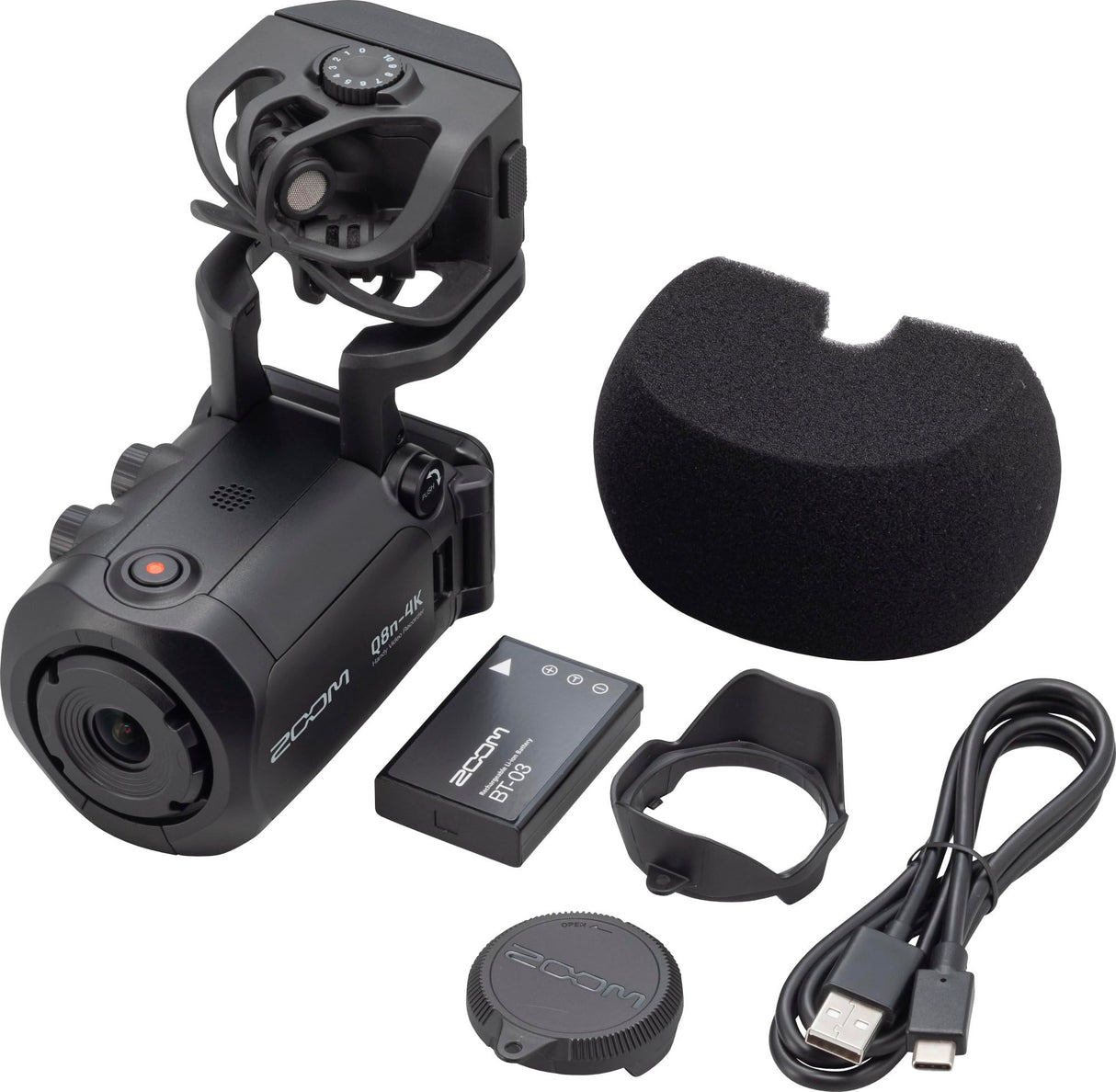 Zoom Q8n-4K Grabadora de vídeo portátil. 4K HDR Video, micrófonos estéreo más dos entradas XLR, grabación de 4 pistas de audio, webcam, para grabaciones y streaming de música, podcasts y más