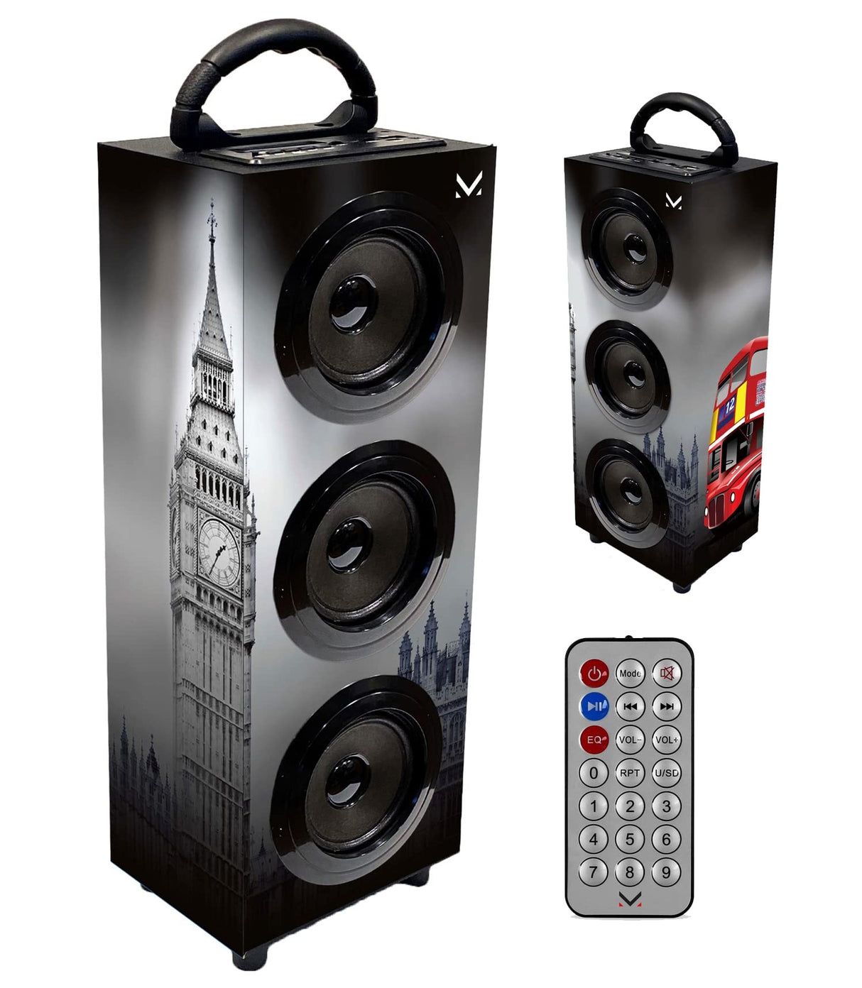 Majestic TS 100BT USB SD AX - Sistema de Audio Multimedia Bluetooth 3 Altavoces y 1 subwoofer, batería Recargable, Entrada USB/SD/AUX, Mando a Distancia, Londres