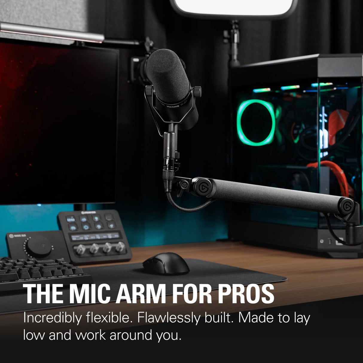 Elgato Wave Mic Arm Pro - Brazo de Perfil Bajo Giratorio 360° con suspensión de Gas para Micrófono, Compatible con micros Elgato/Shure SM7B/HyperX/Rode/Blue Yeti y más, Para Broadcasting/Podcasting