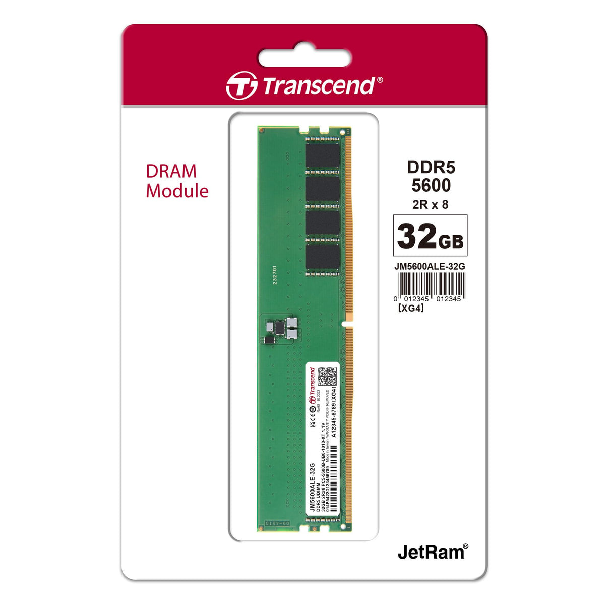 Transcend Módulo de Memoria DDR5 5600 DIMM 2Rx8 32GB - JM5600ALE-32G