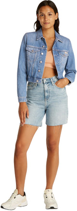 Calvin Klein Cazadora vaquera Mujer Cropped 90'S Denim Trucker con bolsillos en el pecho, Azul (Denim Light), XL