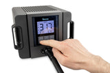QUICK TR1300A - Estación de soldadura de aire caliente industrial (1300 W, rango de temperatura de 100 – 500 °C, SMD, función de calibración, modo de espera/pantalla LCD)