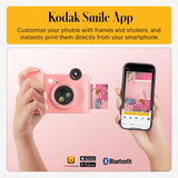 KODAK Smile+ Cámara Digital instantánea 2-en-1 y Impresora Bluetooth - 10MP, Lente giratoria con Efectos, Fotos Adhesivas Zink 2x3”, Imprime Desde App en Dispositivos Inteligentes - Rosa