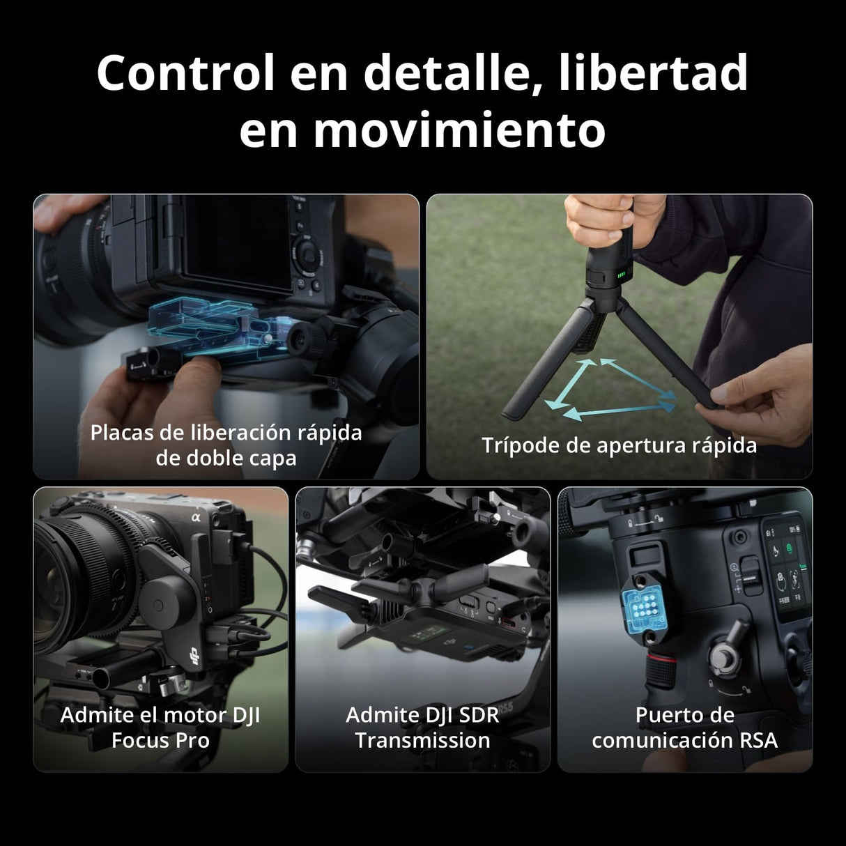 Pack dji RS 5, estabilizador para cámara Canon/Sony/Panasonic/Nikon/Fujifilm, Seguimiento Inteligente, empuñadura Maleta electrónica, perillas de Ajuste Fino, Nuevo indicador del Eje Z