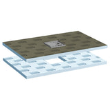 LUX ELEMENTS Suelo de ducha sellado de 140 x 90 cm, de espuma rígida, con bomba de desagüe y pendiente (cuatro caras), listo para azulejos, color gris