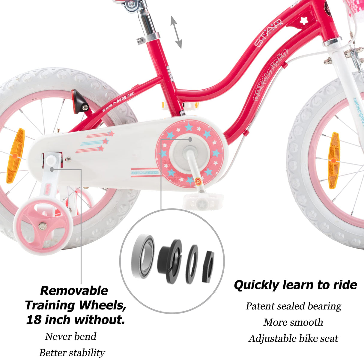 Royal Baby Stargirl Bicicletas para niños, Rosa, 12 Inch