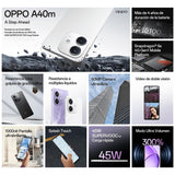 OPPO A40m - Smartphone Libre, 16GB(8GB+8GB) 256GB, Pantalla HD+ LCD 6.7", Cámara 50+2+8 MP, Android, Batería 5100mAh, Carga Rápida 45W - Blanco